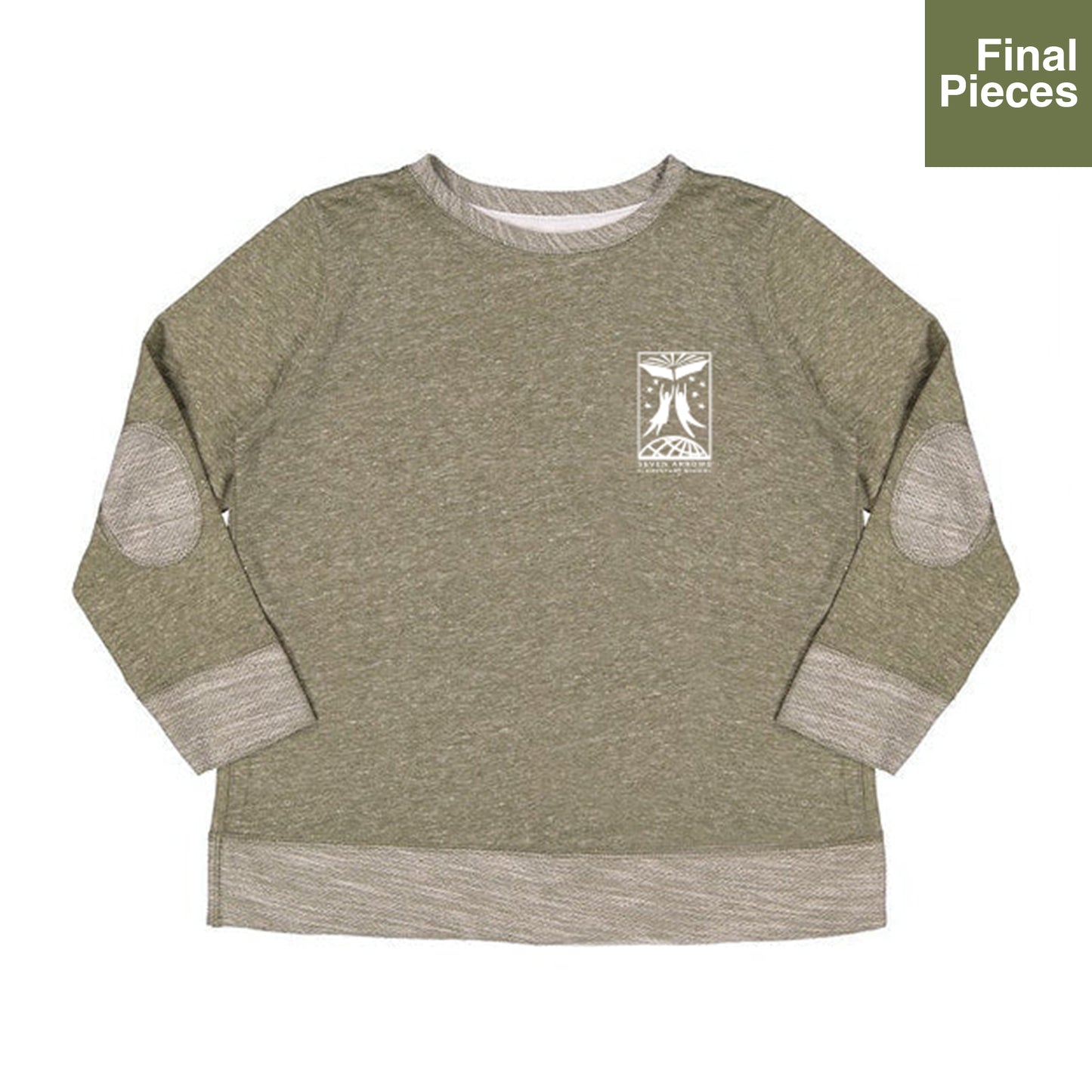 Youth French Terry Longsleeve Crewneck W/ Elbow Patches Olive