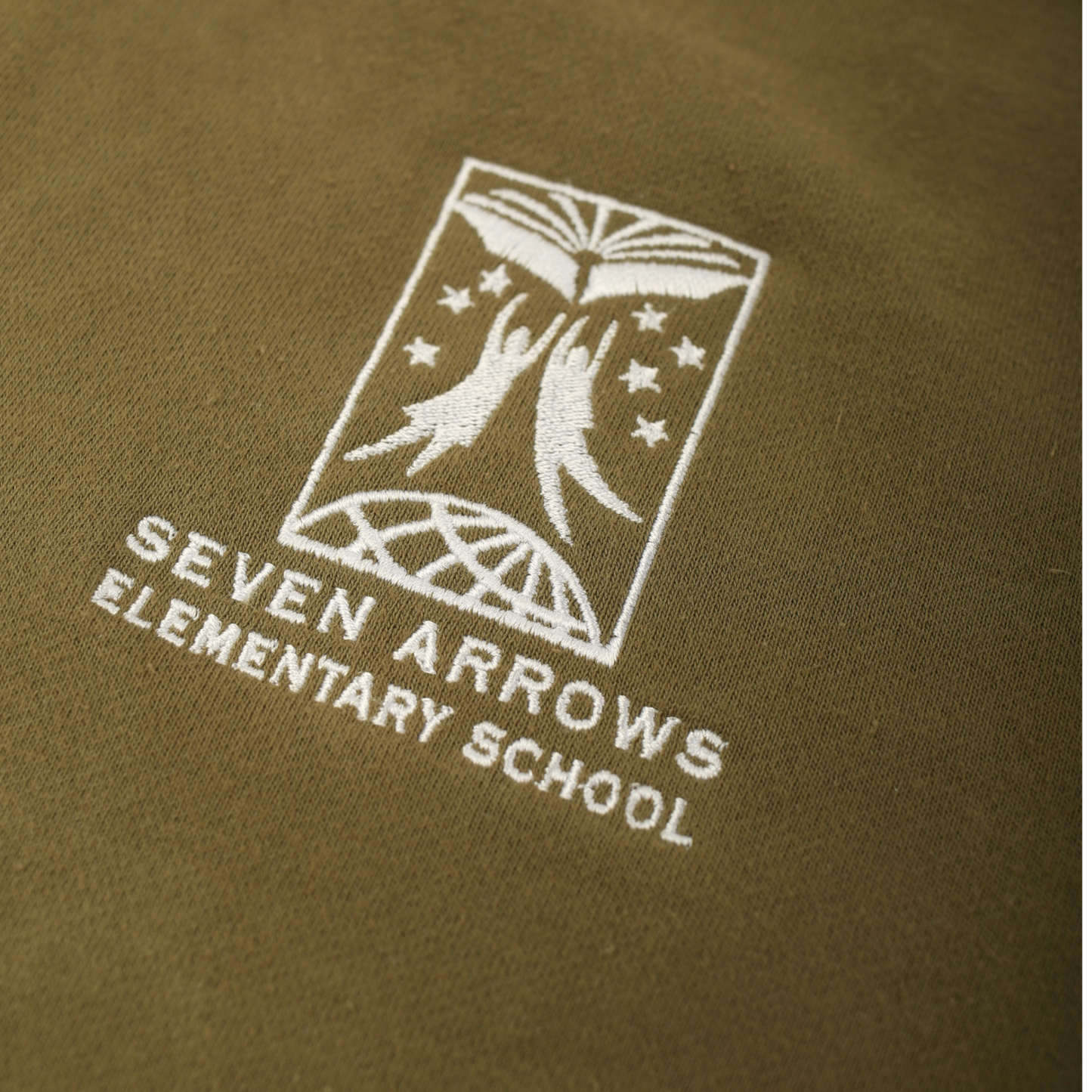Youth Zip Up Hoodie Olive Embroidered