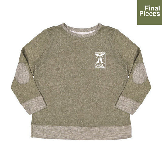 Youth French Terry Longsleeve Crewneck W/ Elbow Patches Olive