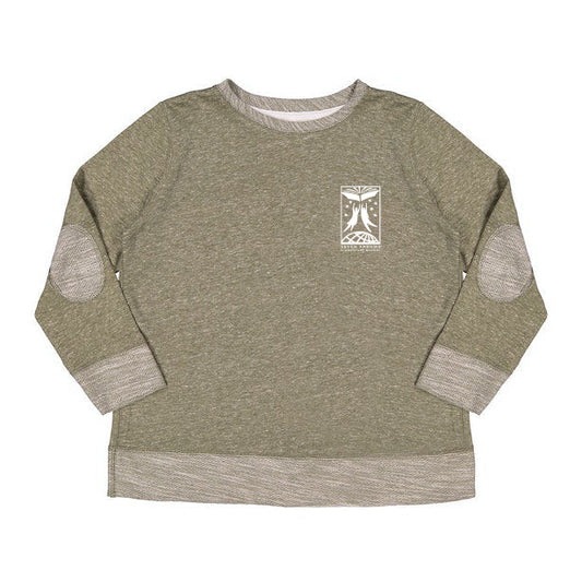 Youth French Terry Longsleeve Crewneck W/ Elbow Patches Olive