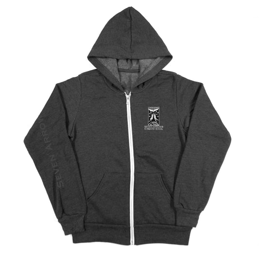 Youth Charcoal Zip Up Hoodie Embroidered